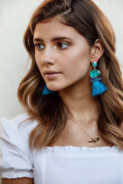 Flintstone Earrings Blue - The Half Clothing